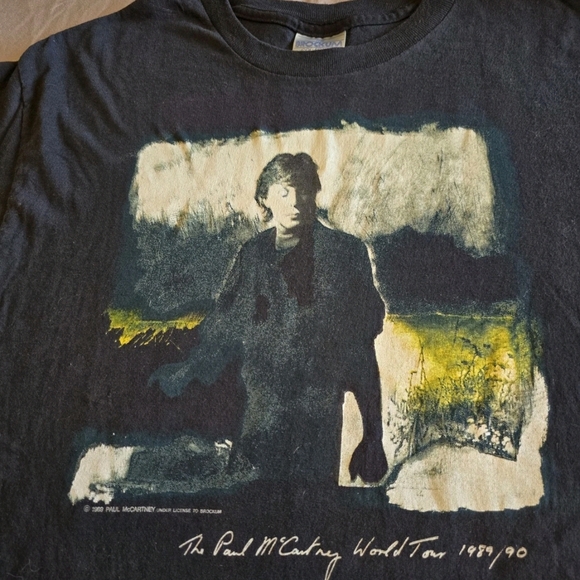 Vintage 89/90 PAUL MCCARTNEY WORLD TOUR T Shirt Single Stitch BROCKUM Sz XL EUC - Picture 2 of 9